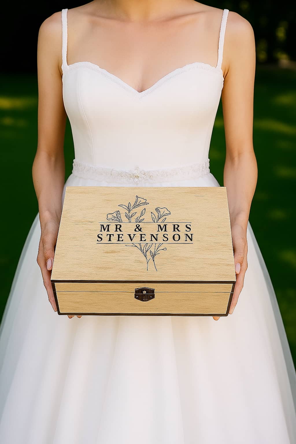 wedding keepsake box with personalized lid